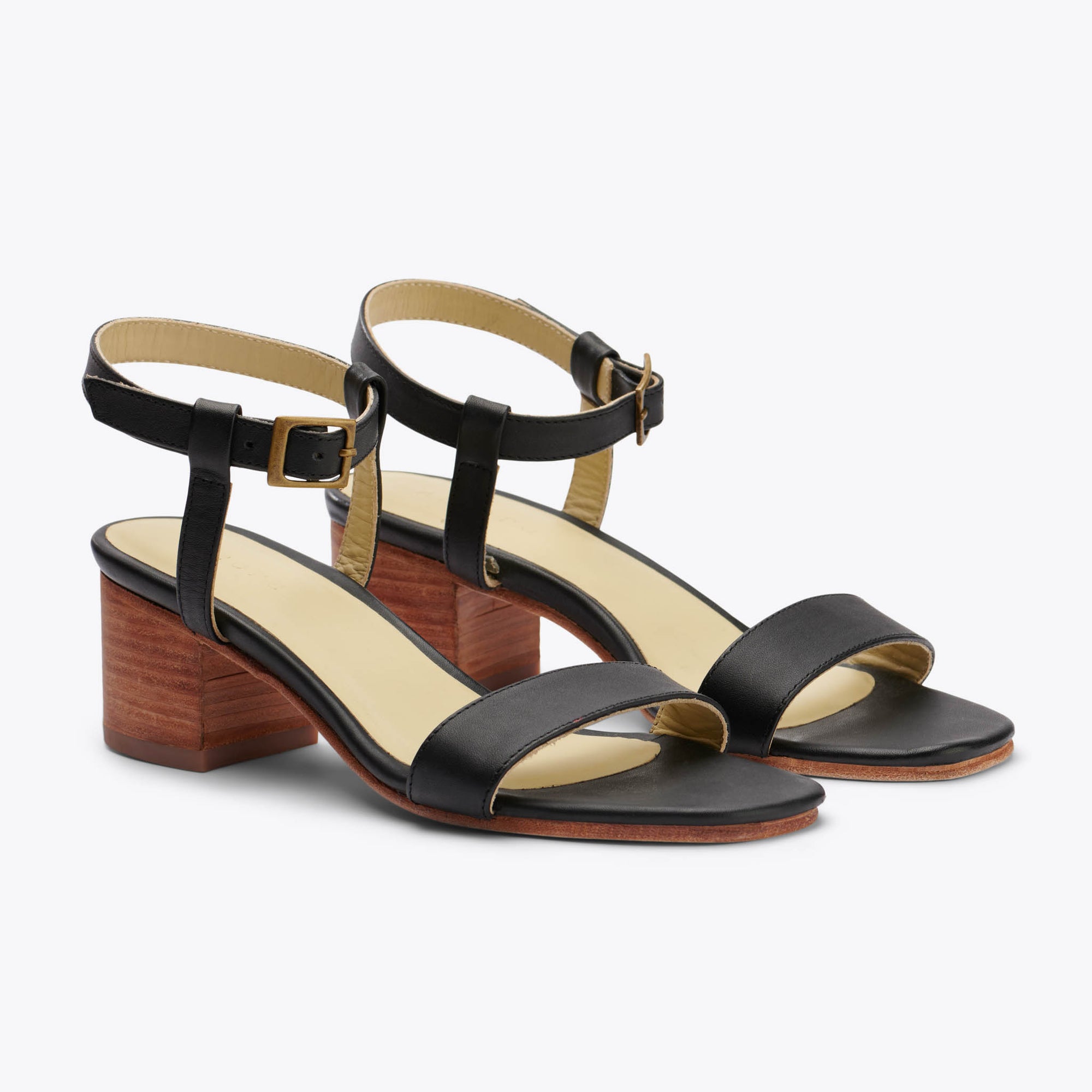 Lucia Block Heel Sandal Black Women's Leather Sandal Nisolo