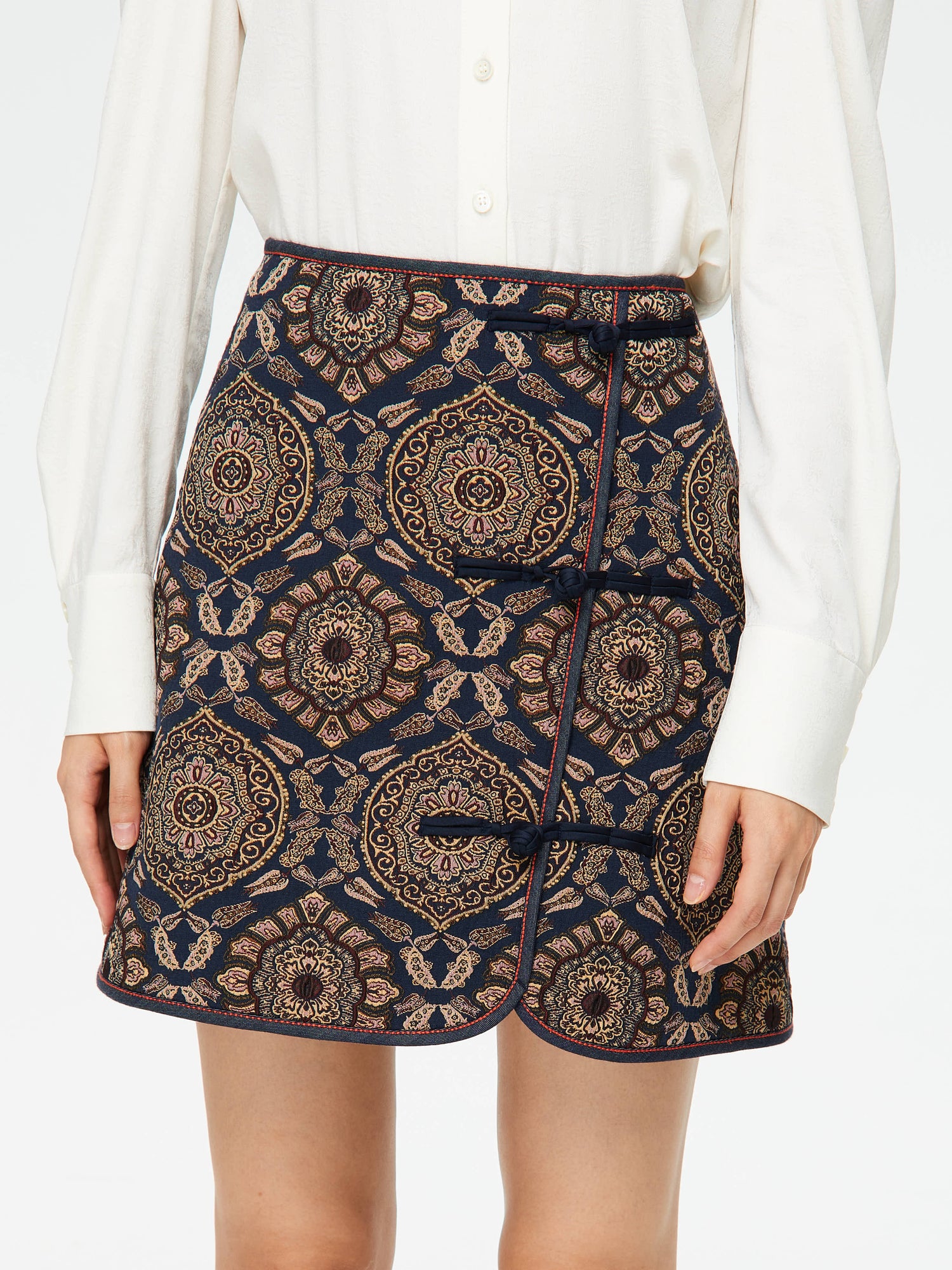 Ethnic Printed Skirt | Navy