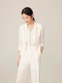 3/4 Sleeve Blazer | White