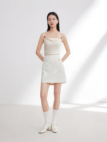 Lace High-Waisted Mini Skirt | White