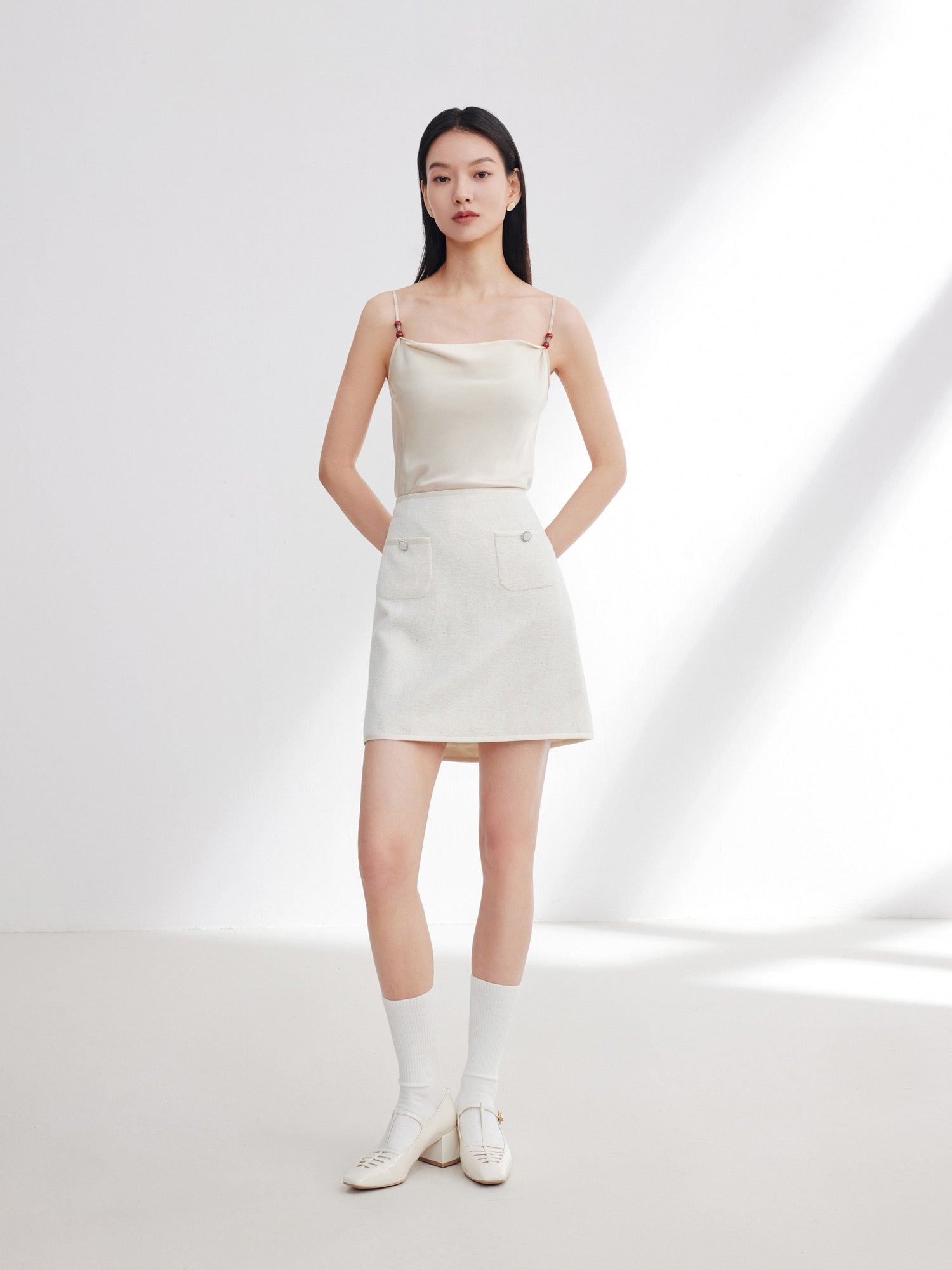 Lace High-Waisted Mini Skirt | White