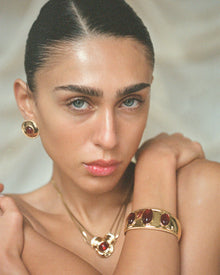 The Shiraz Bangle | Dark Red Cabochon | Gold