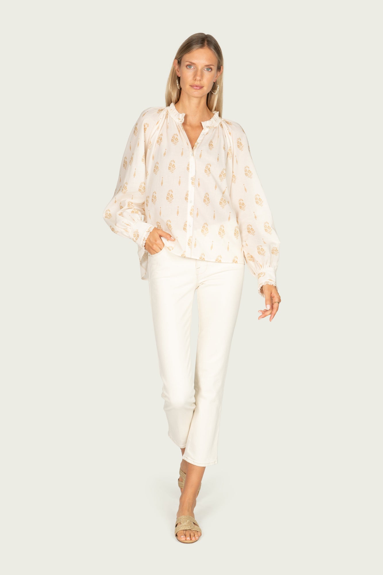 Lorien Top | Antique Creme x Gold Print