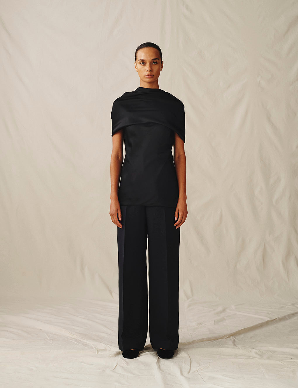 Womens | The Knotted Satin Top | Black