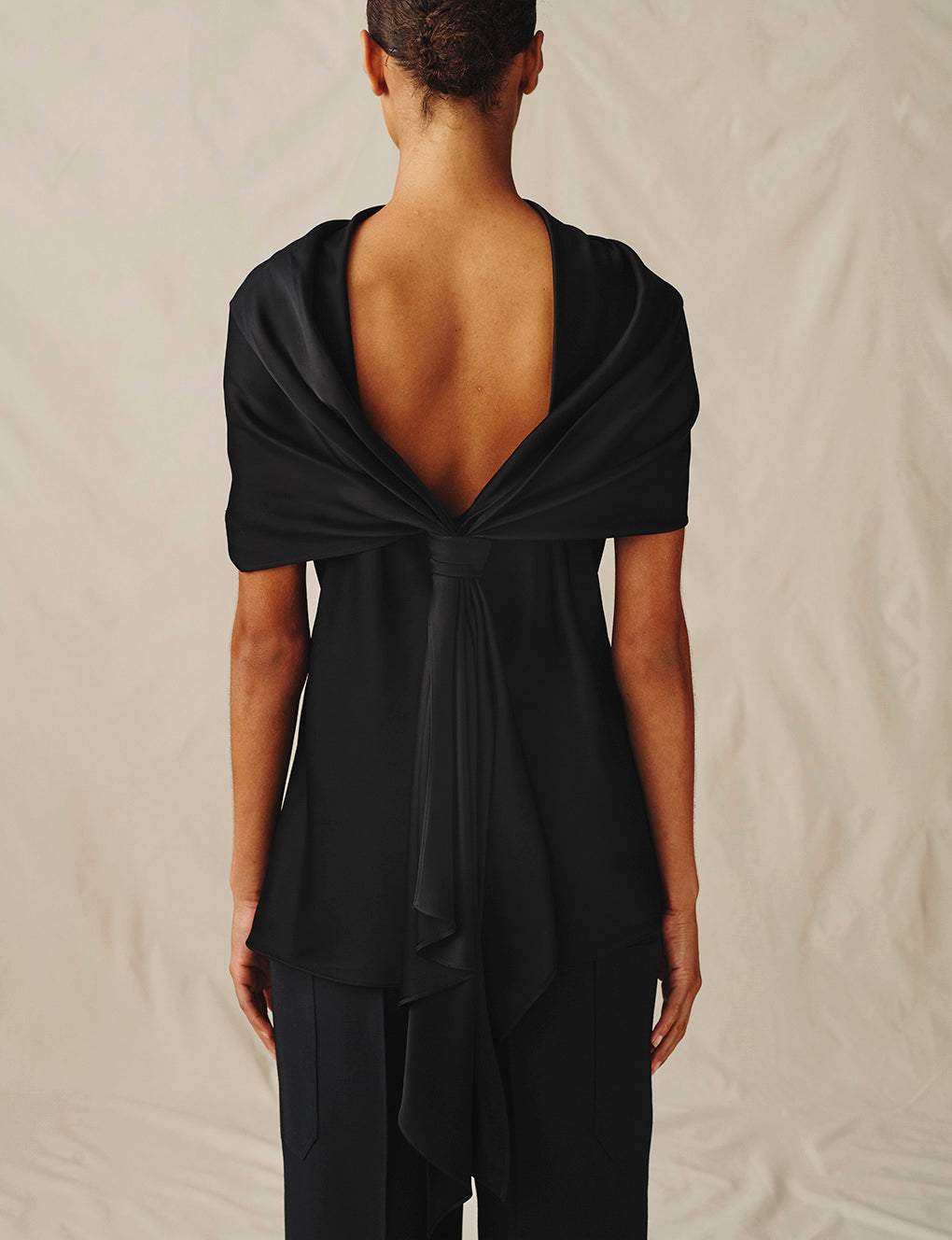 Womens | The Knotted Satin Top | Black