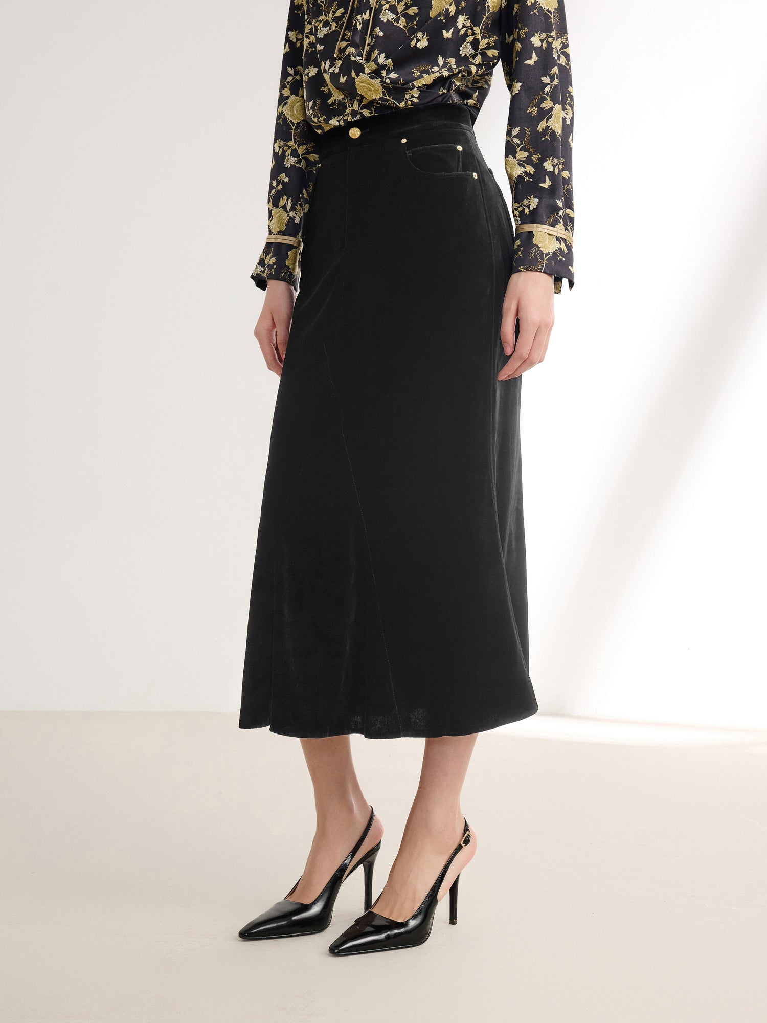 Mulberry Silk Skirt | Black