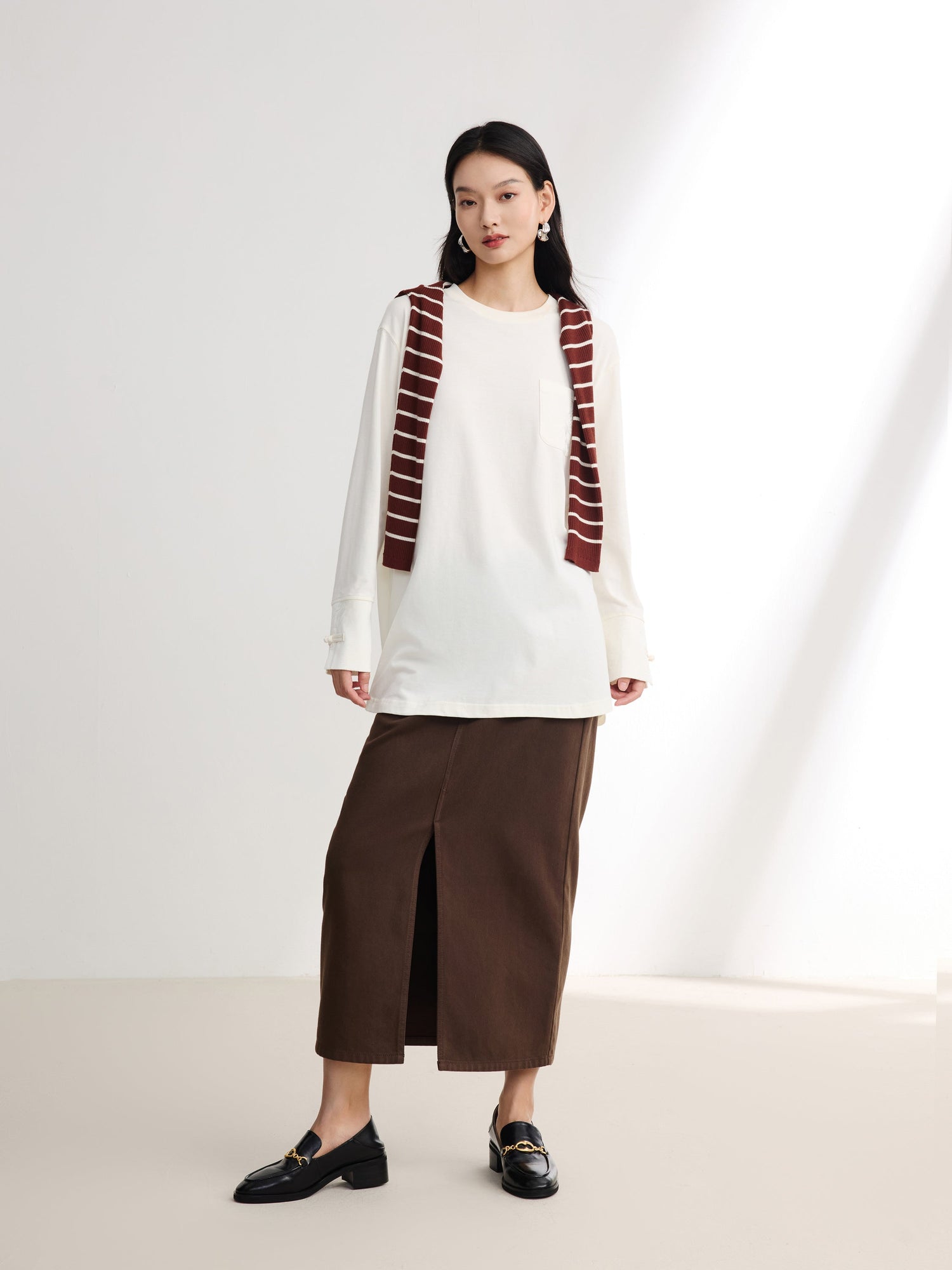Loose-Fit Long Sleeve Tee | White