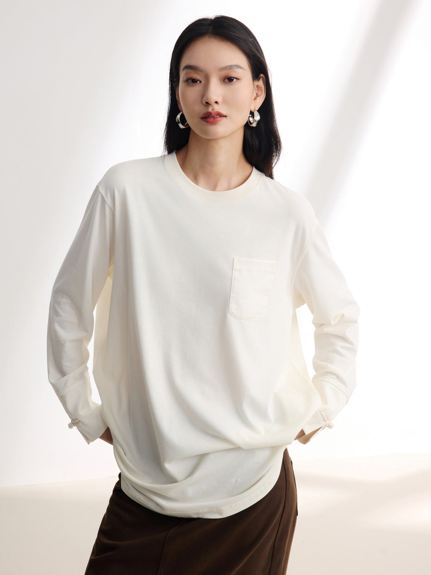 Loose-Fit Long Sleeve Tee | White