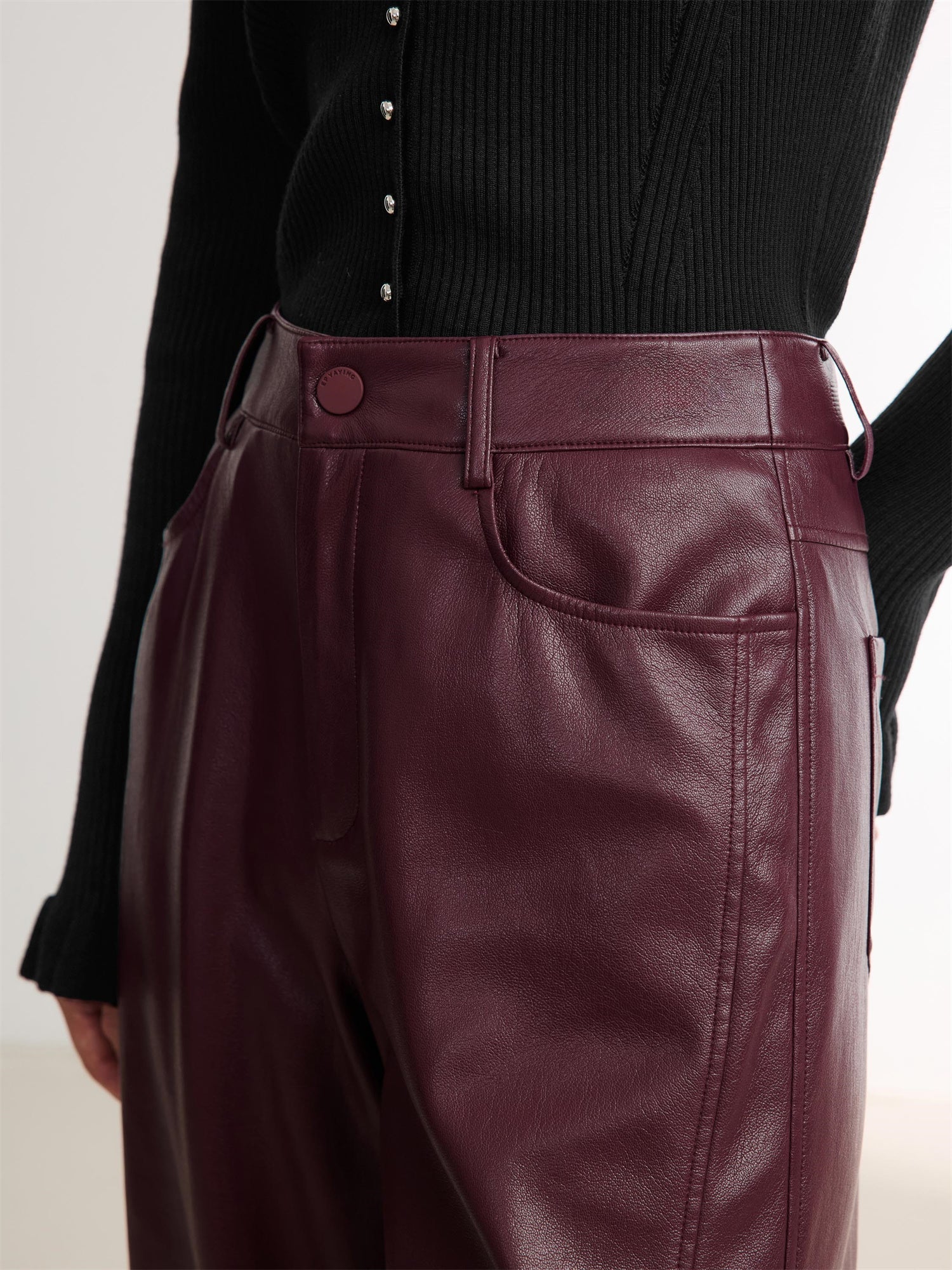 Faux Leather Pant | Wine Red