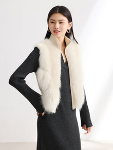 Sheep Wool & Cashmere Blend Vest | White