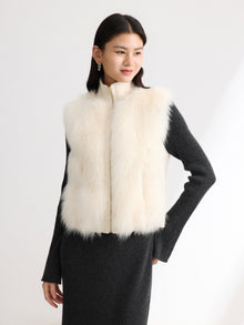 Sheep Wool & Cashmere Blend Vest | White