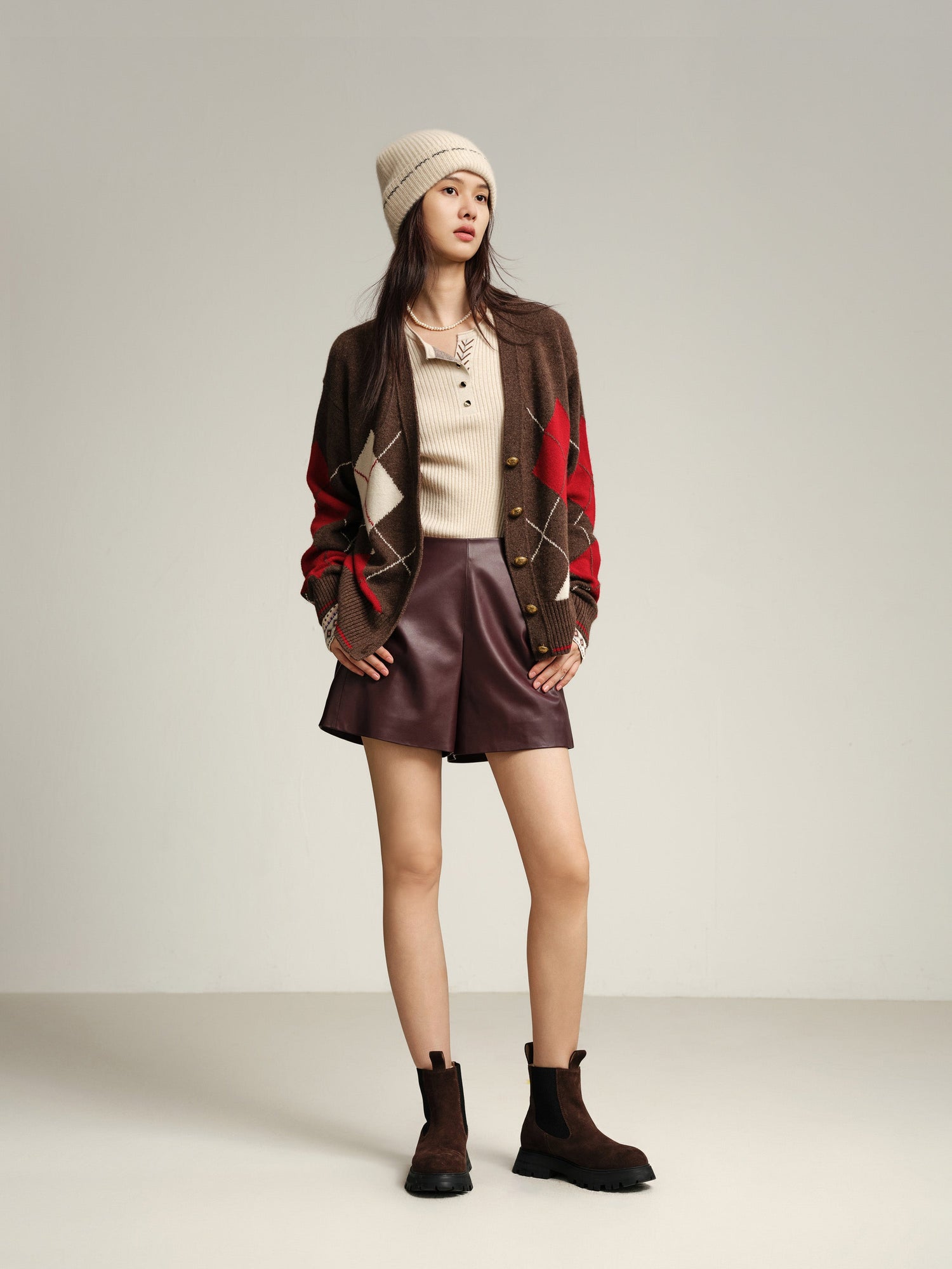 Pattern Knit Cardigan | Brown Multi