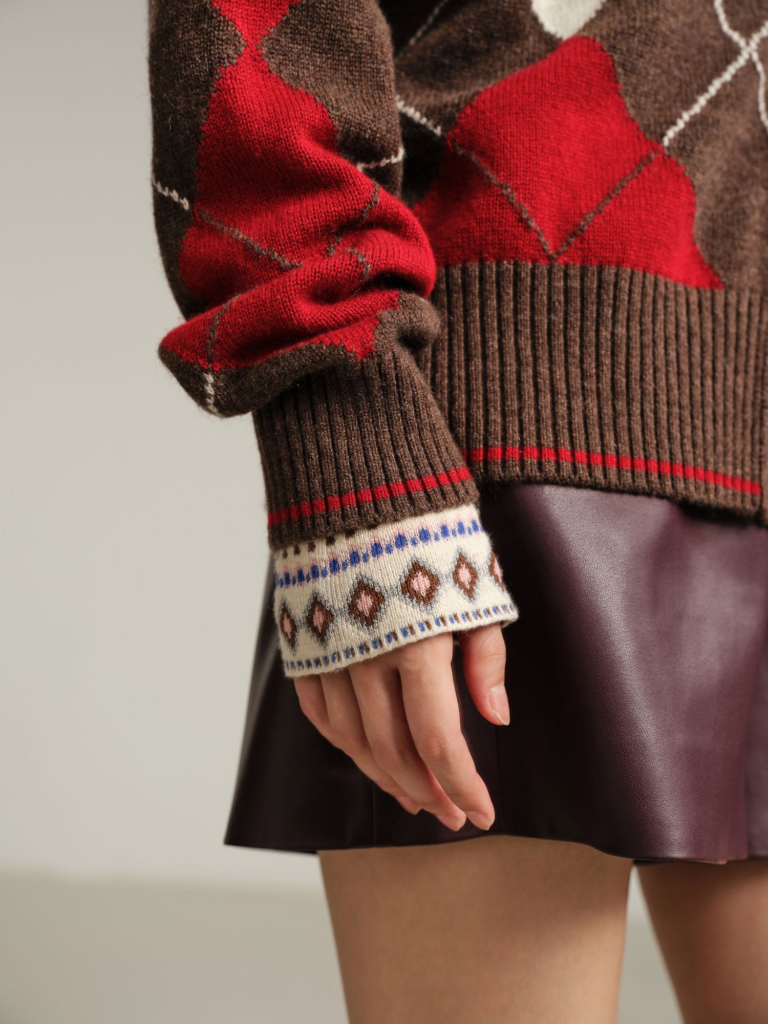 Pattern Knit Cardigan | Brown Multi