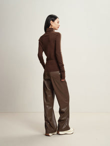 Turtleneck Knit Top | Heather Brown