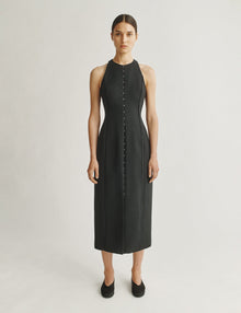 Womens | The Albers Dress in Structured Wool-Silk | Black