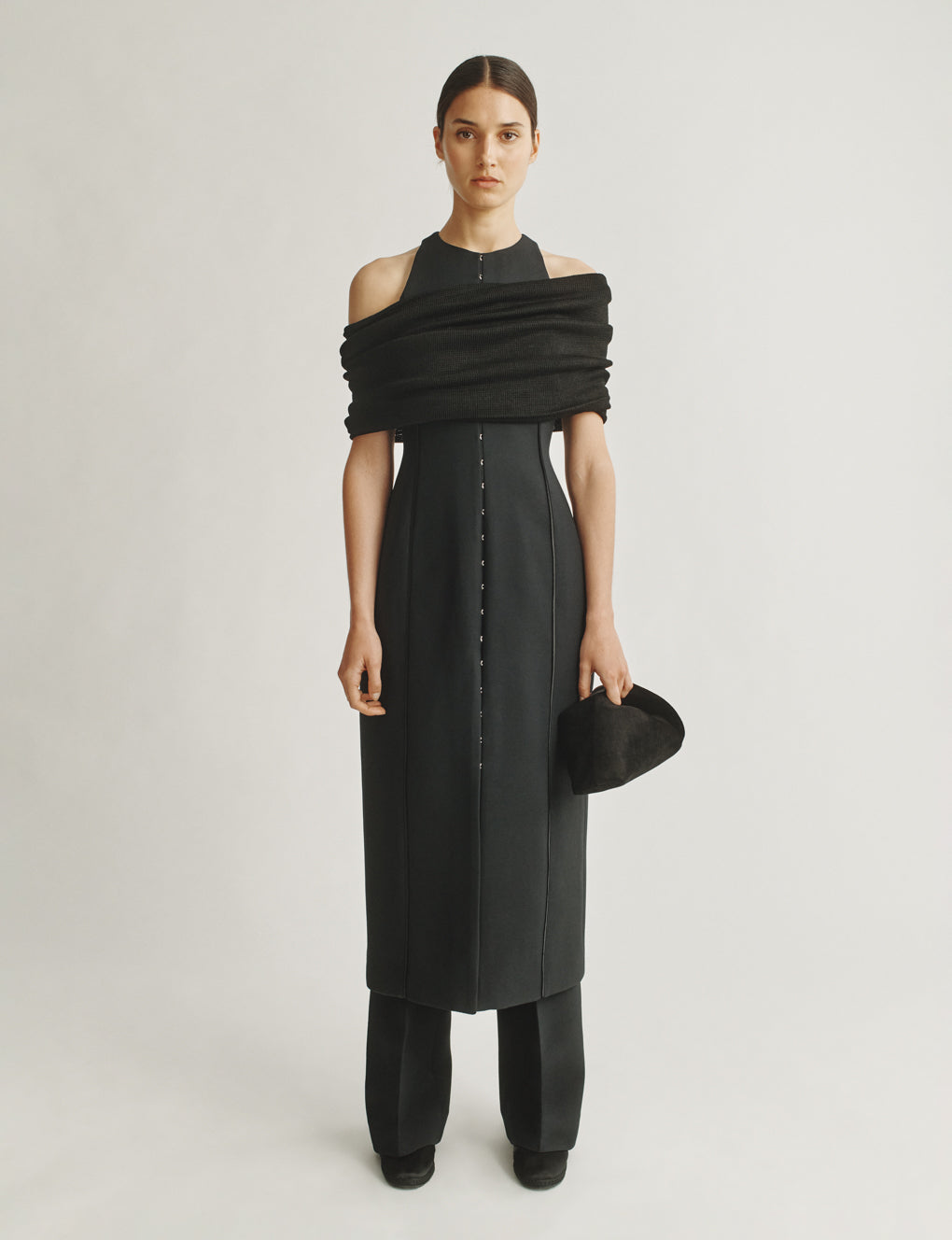 Womens | The Albers Dress in Structured Wool-Silk | Black