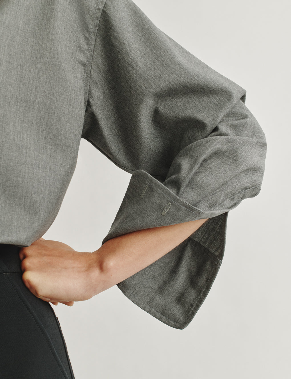 Womens | The Oversized Shirt in Lightweight Melange Wool | Light Grey