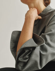 Womens | The Oversized Shirt in Lightweight Melange Wool | Light Grey