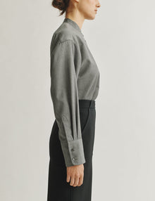 Womens | The Oversized Shirt in Lightweight Melange Wool | Light Grey