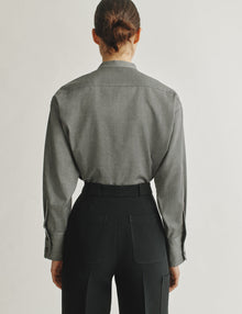 Womens | The Oversized Shirt in Lightweight Melange Wool | Light Grey