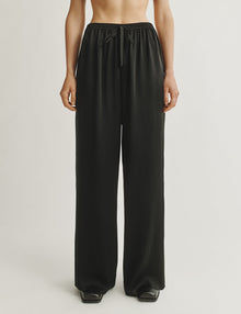 Womens | The Slouch Pants in Crepe-back Satin | Black
