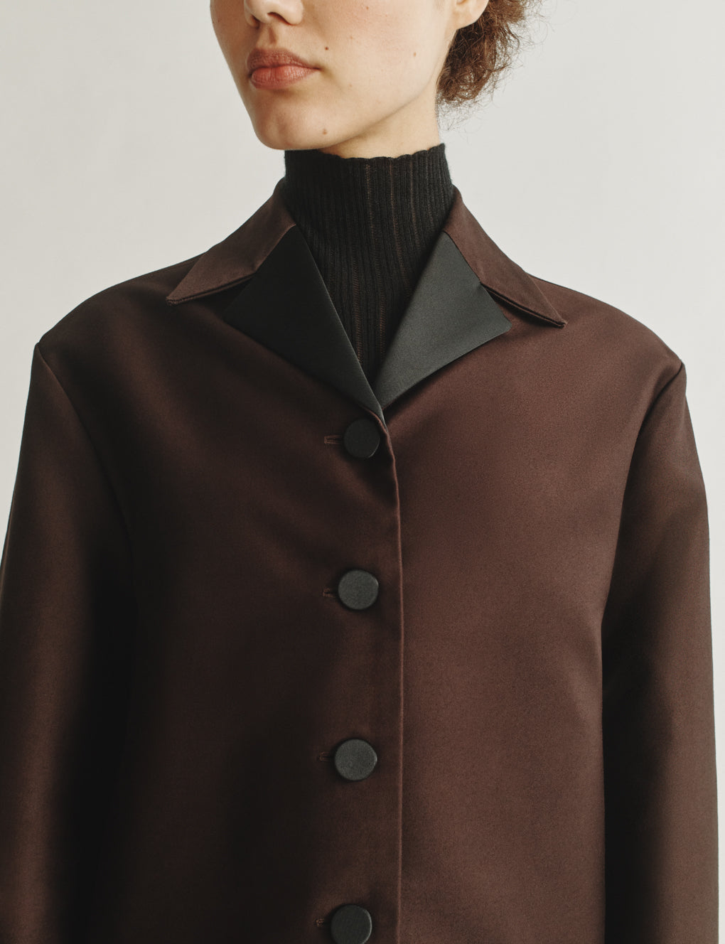 Womens | The Theatre Jacket in Cotton Sateen | Espresso