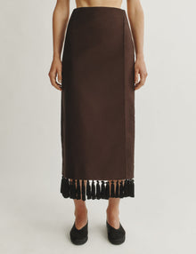 Womens | The Cadence Skirt in Cotton Sateen | Espresso
