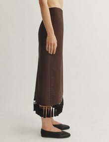 Womens | The Cadence Skirt in Cotton Sateen | Espresso