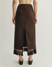 Womens | The Cadence Skirt in Cotton Sateen | Espresso