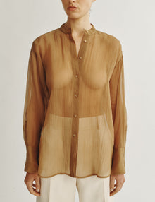 Womens | The Oversized Shirt in Starched Chiffon | Bronze