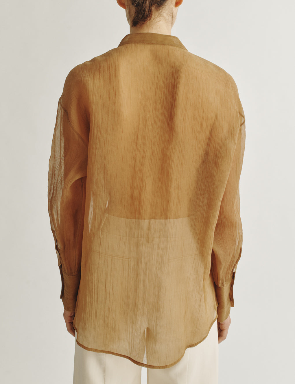 Womens | The Oversized Shirt in Starched Chiffon | Bronze