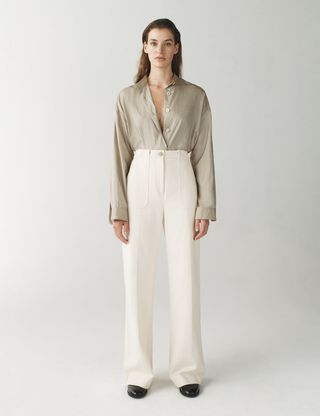 Womens | The Utility Trousers in Washed Canvas | Chalk