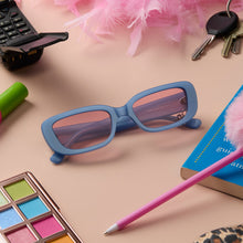 Womens | Cher Sunglasses | Light Blue | Pink Gradient Lenses