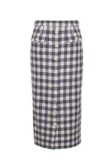 Faye Skirt | Black Ivory Boucle Grid