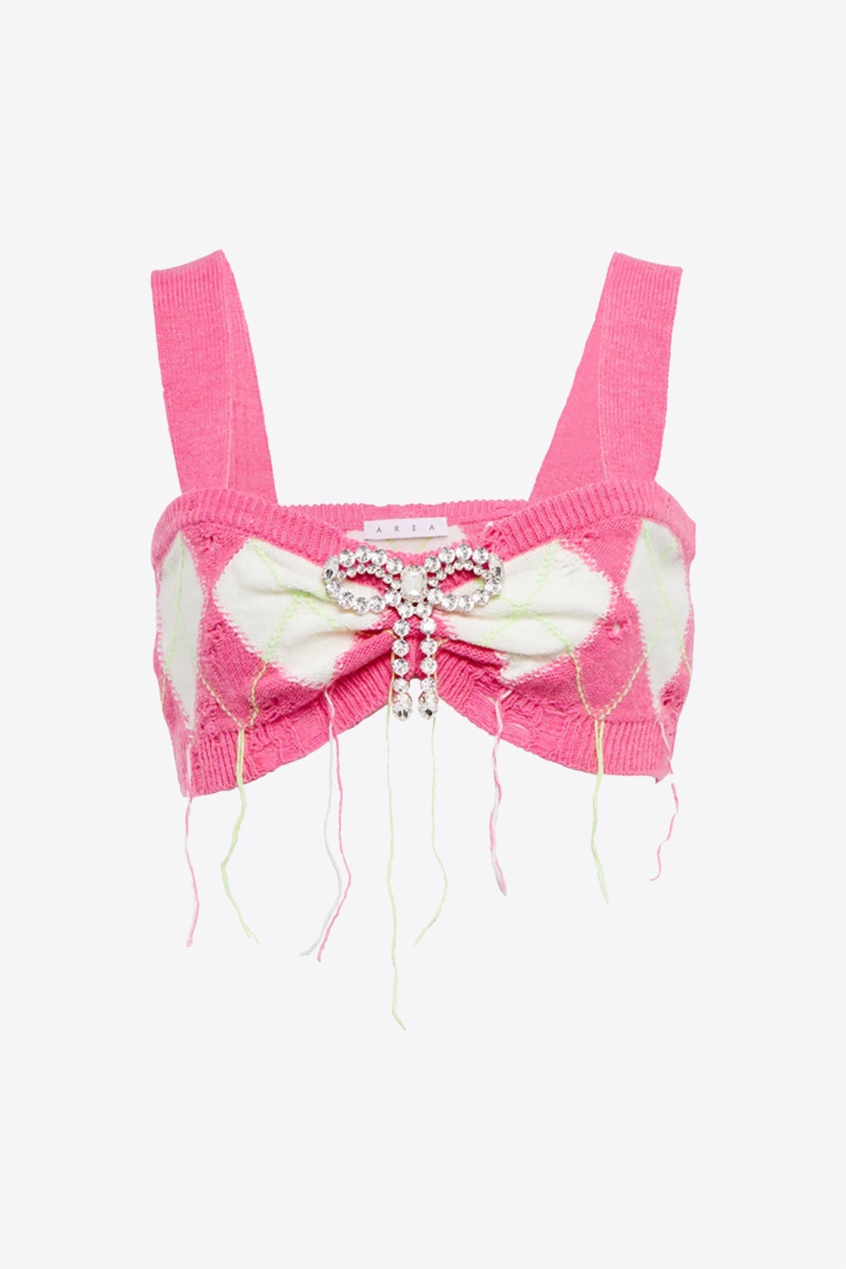 Distressed Argyle Bra Top | Pink Multi