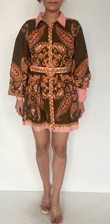 Hemant & Nandita | Omya Short Dress | Orange/Brown