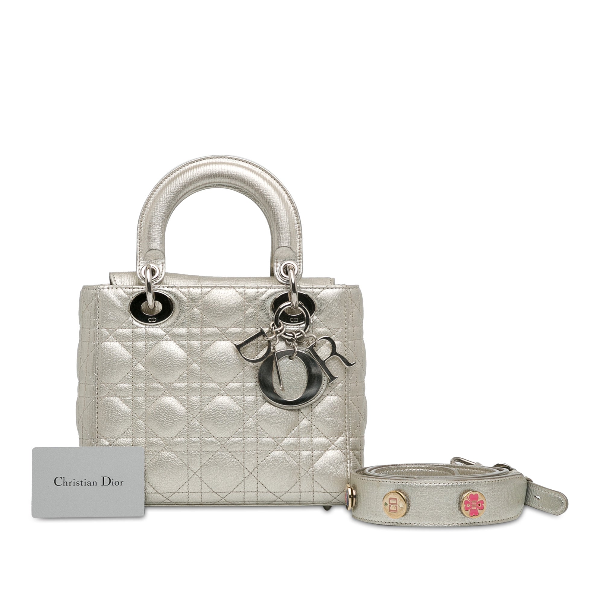 Dior | Pre-Owned Small Metallic Grained Calfskin Cannage My ABCLady - II | Silver