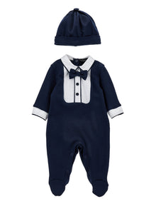 Boys | Elegant Playsuit With Bow Tie | Blue/Cream