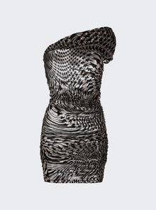 Women | Mugler | Printed Mesh Mini Dress | Nude