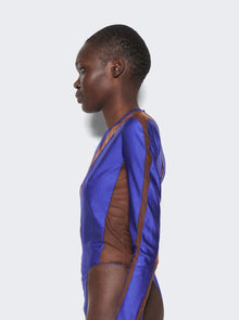 Women | Mugler | Sheer Panel Bodysuit | Ultraviolet & Nude 02