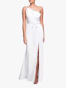 Novara One Shoulder Strappy Gown | Dove Grey