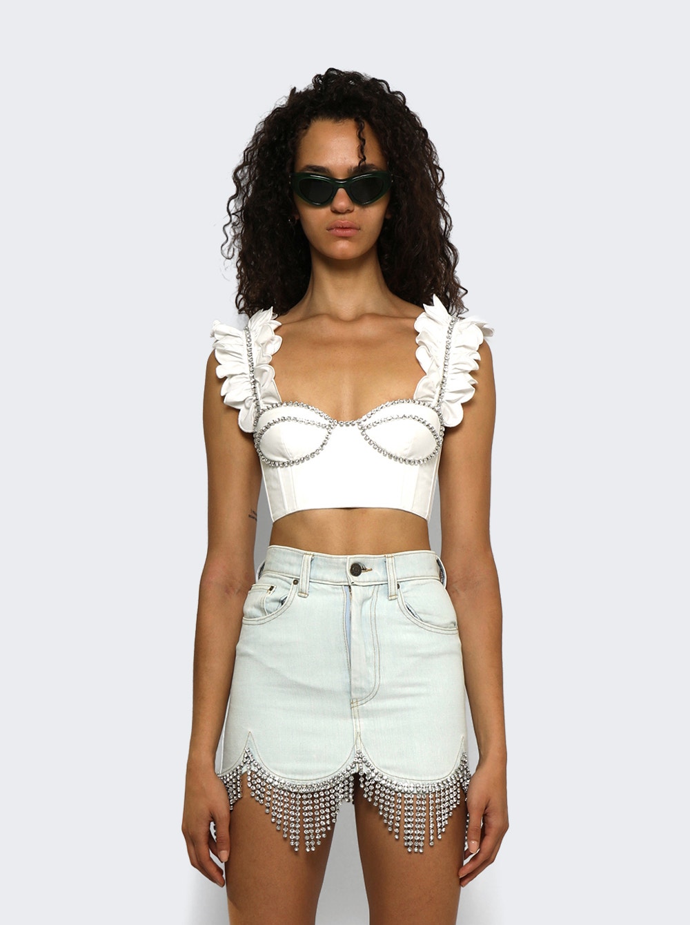 AREA | Poplin Ruffle Bustier | White