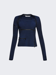 Women | Christopher Esber | Revaler Zipper Long Sleeve Knit Top | Prussian Blue