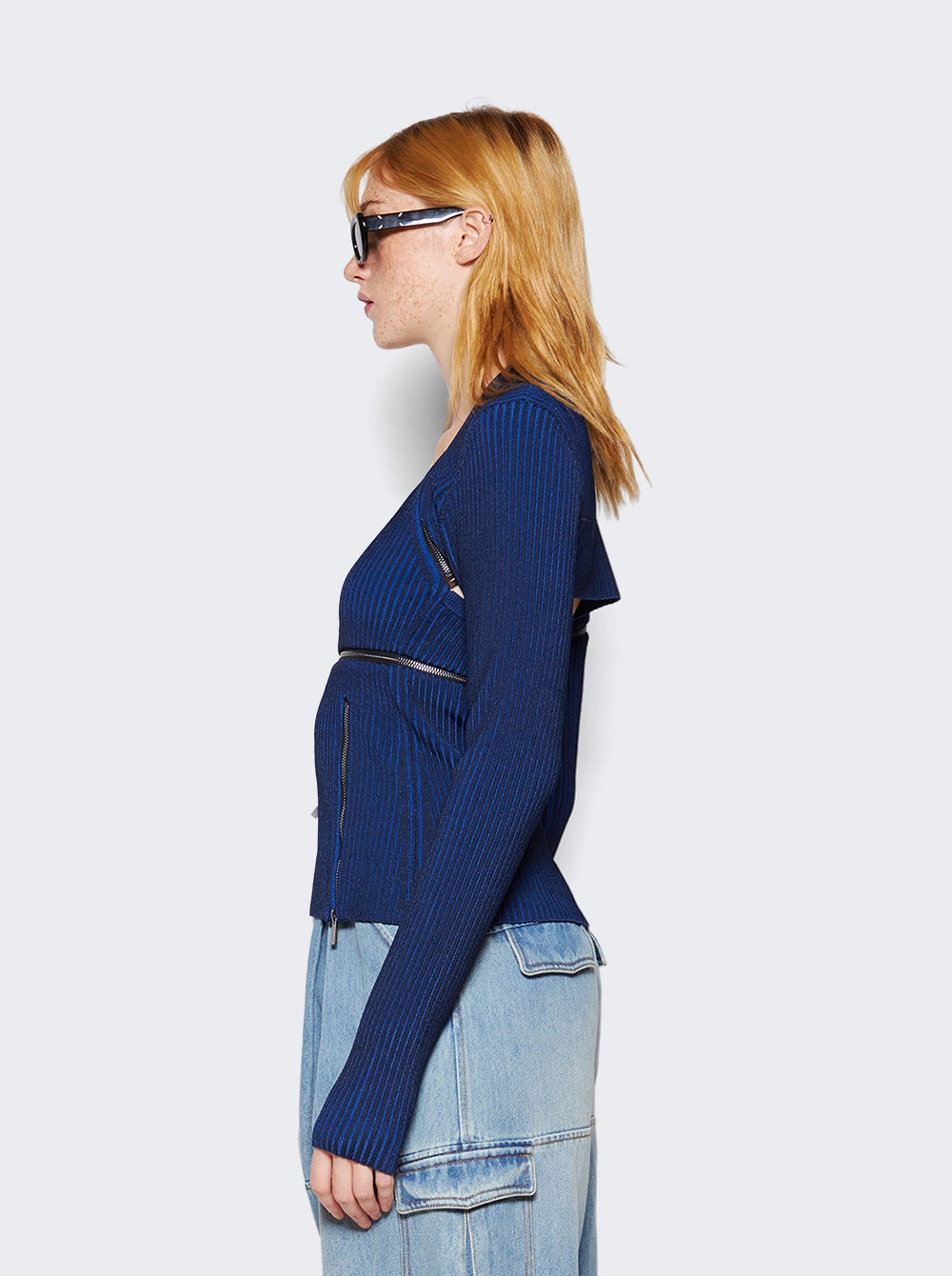 Women | Christopher Esber | Revaler Zipper Long Sleeve Knit Top | Prussian Blue