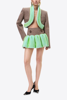 Faux Fur Trim Cropped Blazer | Caramel Multi