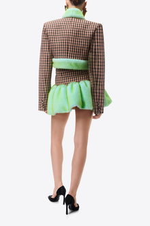 Faux Fur Trim Cropped Blazer | Caramel Multi