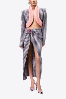 Faux Fur Trim Cropped Blazer | Lilac Multi