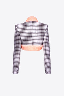 Faux Fur Trim Cropped Blazer | Lilac Multi