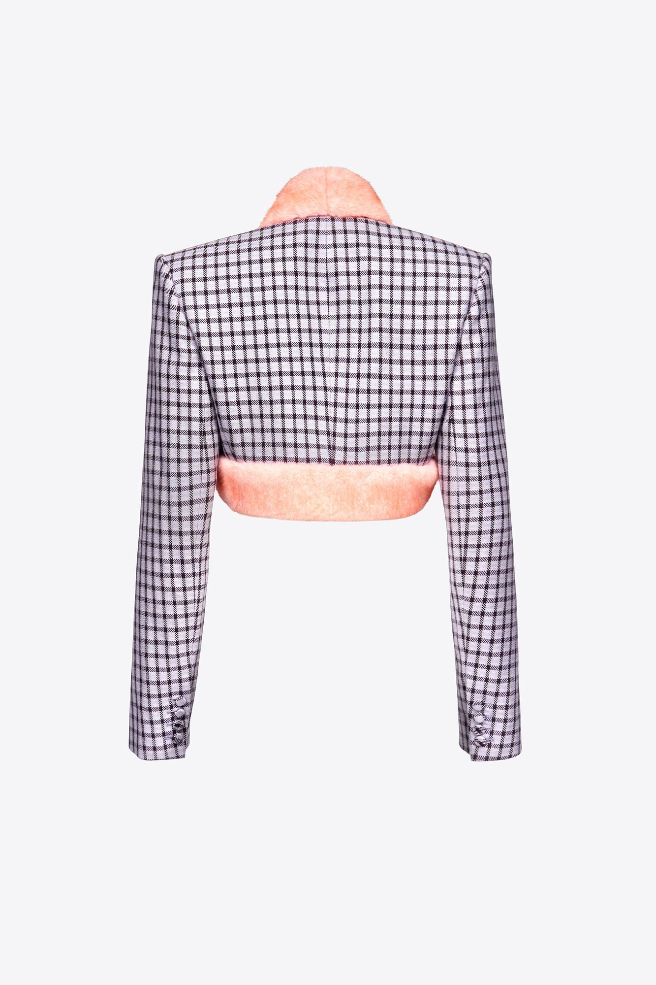 Faux Fur Trim Cropped Blazer | Lilac Multi