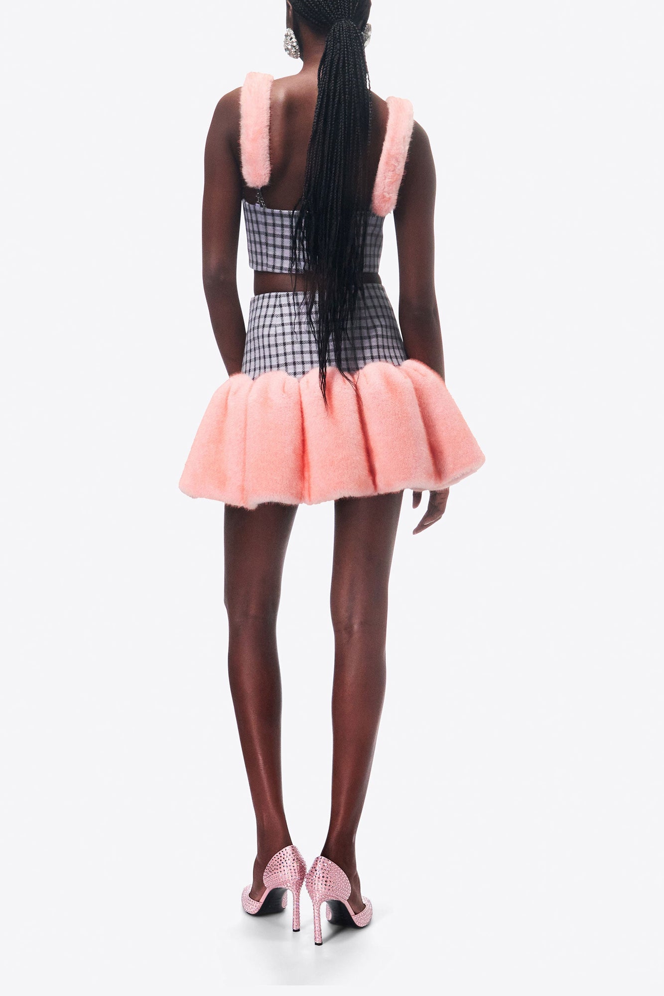 Faux Fur Trim Bustier | Lilac Multi